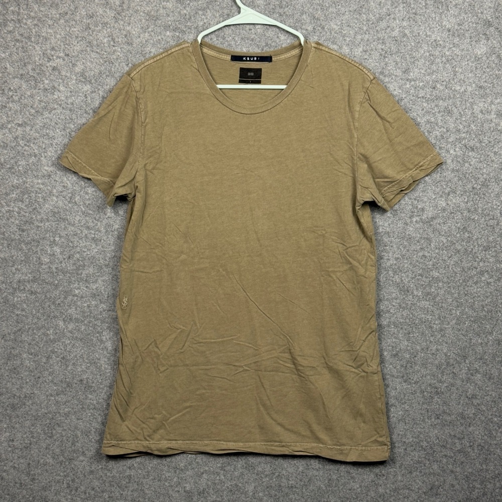 Ksubi Mens Tan Short Sleeve Crew Neck T Shirt Size S Basic Casual